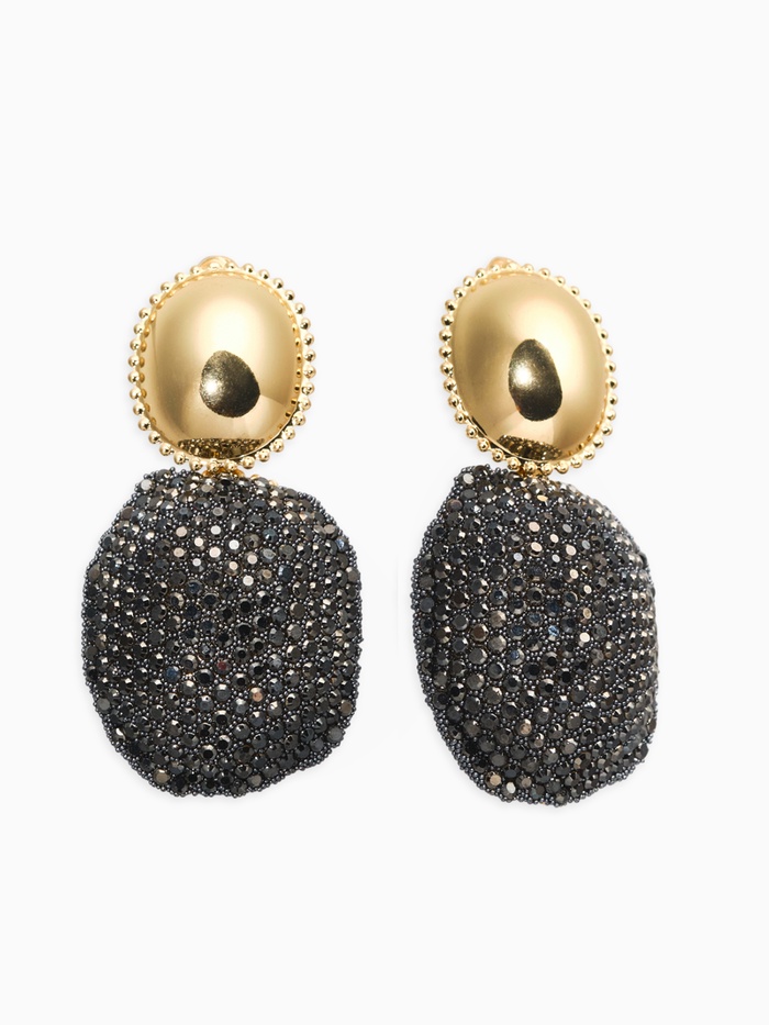 Серьги «Сияние вечера. Двойной овал», серые в золоте