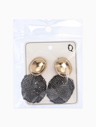 Серьги "Сияние вечера" овал двойной, цвет серый в золоте - фото 68183491