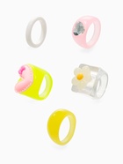 Набор колец 5 шт "Стиль лёгкий" цветы и сердечки, размер МИКС (17-19), цветные - фото 68183493
