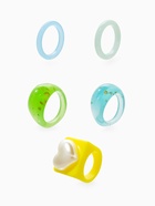 Набор колец 5 шт "Стиль лёгкий" сердце, размер МИКС (17-19), цветные - фото 68183497