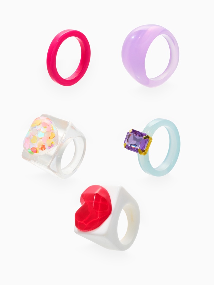 Набор колец 5 шт. «Стиль лёгкий. Сердечки», размер МИКС (17-19), цветные - Фото 1