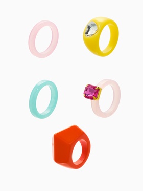 Набор колец 5 шт. «Стиль лёгкий. Кристалл и сердце», размер МИКС (17-19), цветные  (артикул 10937076)  большой выбор товаров оптом и в розницу по низким ценам с доставкой