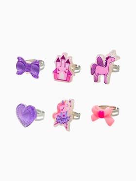 Кольца детские набор 6 шт. «Выбражулька» замок, пегас, форма МИКС, б-р, цвет фиолт-розовый   1093718