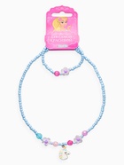 Набор детский «Выбражулька» 2 предмета: бусы, браслет, единорог, цветы, цвет голубой (комплект 2 шт) - фото 68183590