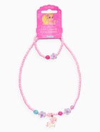 Набор детский «Выбражулька» 2 предмета: бусы, браслет,единорог, цветы, цвет розовый (комплект 2 шт) - фото 68183598