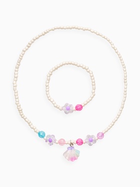 Набор детский «Выбражулька. Ракушка, цветы», 2 предмета: бусы, браслет, бело-розовый  (артикул 10937193)  большой выбор товаров оптом и в розницу по низким ценам с доставкой