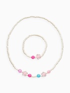 Набор детский «Выбражулька» 2 предмета: бусы, браслет, цветы, жемчуг, цвет бело-розовый (комплект 2 шт) - фото 68183611