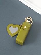 Брелок для ключей на кольце с карабином, с зеркалом «Для помады», на рюкзак, сумку, кожзам, зелёный, 9.2×3×3.5 см - Фото 2