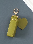 Брелок для ключей на кольце с карабином, с зеркалом «Для помады», на рюкзак, сумку, кожзам, зелёный, 9.2×3×3.5 см - Фото 3