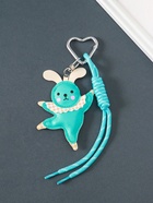 Брелок на карабине кожзам, текстиль "Танцующий зайчик" с узлом, голубой 24х7,5х1 см - фото 809462398