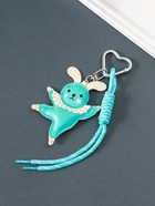 Брелок на карабине кожзам, текстиль "Танцующий зайчик" с узлом, голубой 24х7,5х1 см - фото 809462399