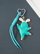 Брелок на карабине кожзам, текстиль "Танцующий зайчик" с узлом, голубой 24х7,5х1 см - фото 809462400