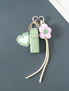 Брелок для ключей на кольце с карабином, с зеркалом «Для помады. Цветок», на рюкзак, сумку, кожзам, мятный, 20×3×3.5 см - Фото 2