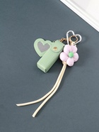 Брелок для ключей на кольце с карабином, с зеркалом «Для помады. Цветок», на рюкзак, сумку, кожзам, мятный, 20×3×3.5 см - Фото 3