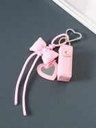 Брелок кожзам с карабином, с зеркалом "Для помады. Бант" розовый 23х3х3,5 см - фото 809462409