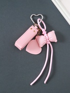 Брелок кожзам с карабином, с зеркалом "Для помады. Бант" розовый 23х3х3,5 см - фото 809462410