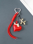 Брелок на карабине кожзам, текстиль "Сердце и собачка" с узлом 21х6,8х2,5 см - фото 809462415