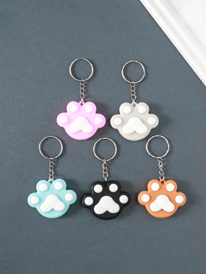 Брелок для ключей на кольце «Цветная лапка», резина, 4×5×1 см, МИКС - Фото 1