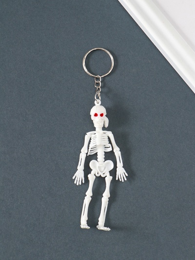 Брелок для ключей на кольце «Скелет в бандане», пластик, белый, 10×3.5×1 см