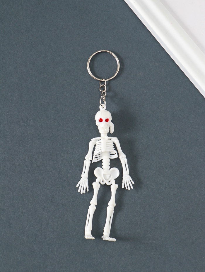 Брелок для ключей на кольце «Скелет в бандане», пластик, белый, 10×3.5×1 см - Фото 1