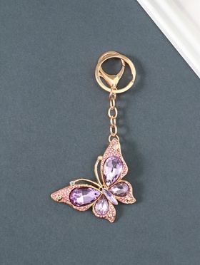 Брелок для ключей на кольце, карабине «Бабочка», розовый, металл, стразы, 4.7×6.4×0.8 см  (артикул 10959746)  большой выбор товаров оптом и в розницу по низким ценам с доставкой
