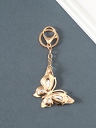 Брелок для ключей на кольце, карабине «Бабочка», розовый, металл, стразы, 4.7×6.4×0.8 см - Фото 3