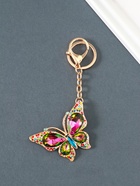 Брелок для ключей на кольце, карабине «Бабочка», переливается, металл, стразы, 4.7×6.4×0.8 см - Фото 1