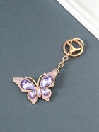 Брелок для ключей на кольце, карабине «Бабочка», прозрачный, металл, стразы, 4.7×6.4×0.8 см - Фото 2