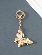 Брелок для ключей на кольце, карабине «Бабочка», прозрачный, металл, стразы, 4.7×6.4×0.8 см - Фото 3