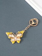 Брелок для ключей на кольце, карабине «Бабочка», жёлтый, металл, стразы, 4.7×6.4×0.8 см - Фото 2