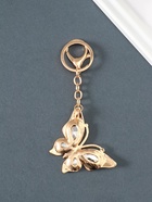 Брелок для ключей на кольце, карабине «Бабочка», жёлтый, металл, стразы, 4.7×6.4×0.8 см - Фото 3