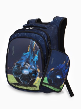 Рюкзак школьный для мальчика «Футбол», с пеналом, эргономичная спинка, 29×13×38 см, синий