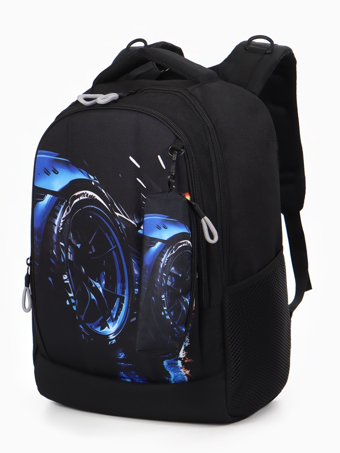 Рюкзак школьный, для мальчика, с эргономичной спинкой, с пеналом, 32×17×41 см, чёрный - Фото 1