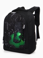 Рюкзак школьный для мальчика «Мяч», с пеналом, эргономичная спинка, 32×17×41 см, чёрный - фото 68977638