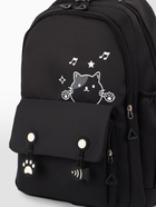 Рюкзак школьный «Котик», 3 кармана, 2 отделения, 29×14×44 см, чёрный - Фото 2