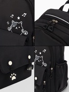 Рюкзак школьный «Котик», 3 кармана, 2 отделения, 29×14×44 см, чёрный - Фото 14