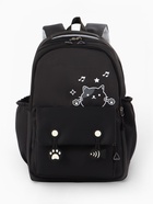 Рюкзак школьный «Котик», 3 кармана, 2 отделения, 29×14×44 см, чёрный - Фото 3