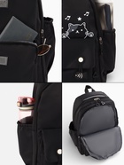 Рюкзак школьный «Котик», 3 кармана, 2 отделения, 29×14×44 см, чёрный - Фото 9