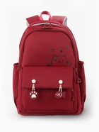 Рюкзак школьный «Котик», 3 кармана, 2 отделения, 29×14×44 см, бордовый - Фото 3
