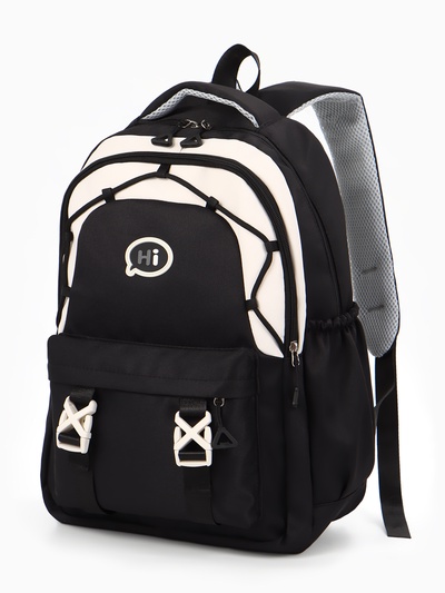 Рюкзак школьный, 3 кармана, 2 отделения, 29×14×44 см, чёрный