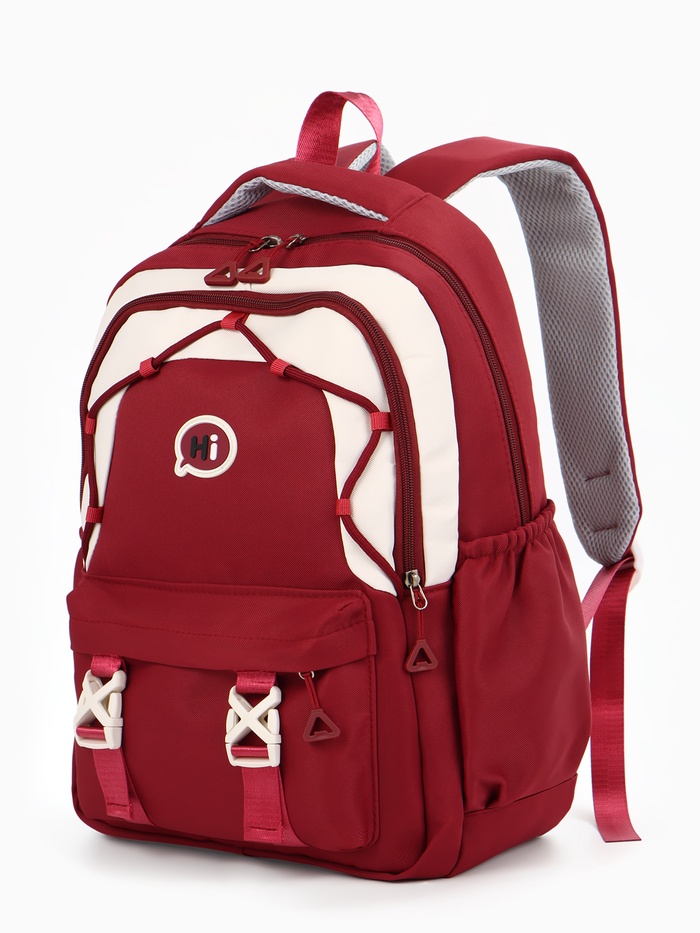 Рюкзак школьный, 3 кармана, 2 отделения, 29×14×44 см, бордовый - Фото 1