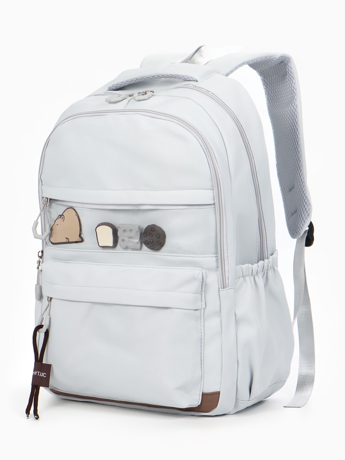 Рюкзак школьный «Капибара», однотонный, 2 отделения, 4 кармана, 31×13.5×45 см, светло-голубой - Фото 1