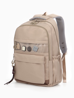 Рюкзак школьный, однотонный, 2 отделения, 4 кармана, 31×13.5×45 см, светло-коричневый