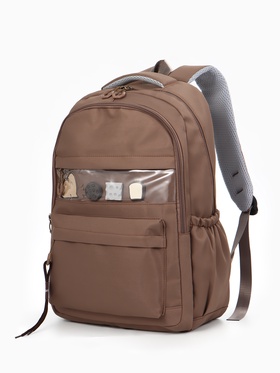 Рюкзак школьный, однотонный, 2 отделения, 4 кармана, 31×13.5×45 см, коричневый