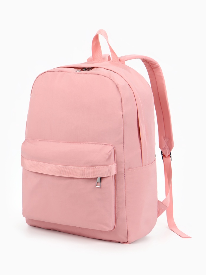 Рюкзак для девочки, однотонный, 1 отделение, 3 кармана, 30×13×42 см, розовый - Фото 1