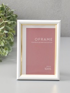 Фоторамка для фото 10×15 см Oframe, пластик, белый с золотом, (пластиковый экран) - фото 68977727