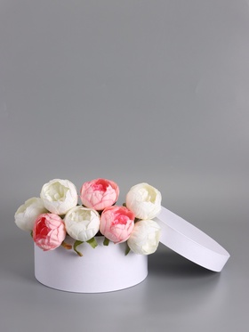 Коробка круглая подарочная, белая, 25×12 см