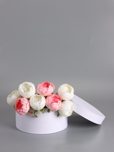 Коробка круглая подарочная, белая, 25×12 см