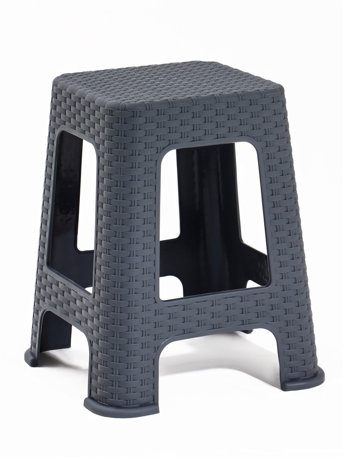 Табурет пластиковый «Ротанг», 29×29×45 см, серый - Фото 1