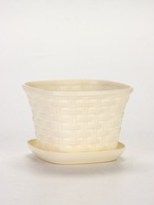 Кашпо для цветов «Ротанг», 1.2 л, 14.5×14.5×10.4 см, пластиковое, с поддоном, бежевое - фото 68977976